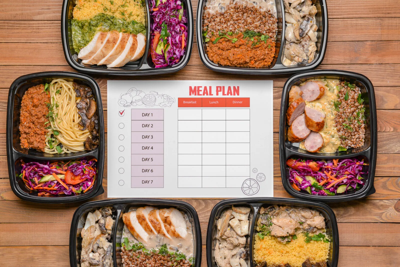 Shared table with multiple place settings